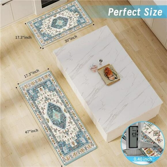 Boho Anti Fatigue Kitchen Mat Set Cushioned Non Slip Waterproof Floor Rugs - Picture 2 of 8